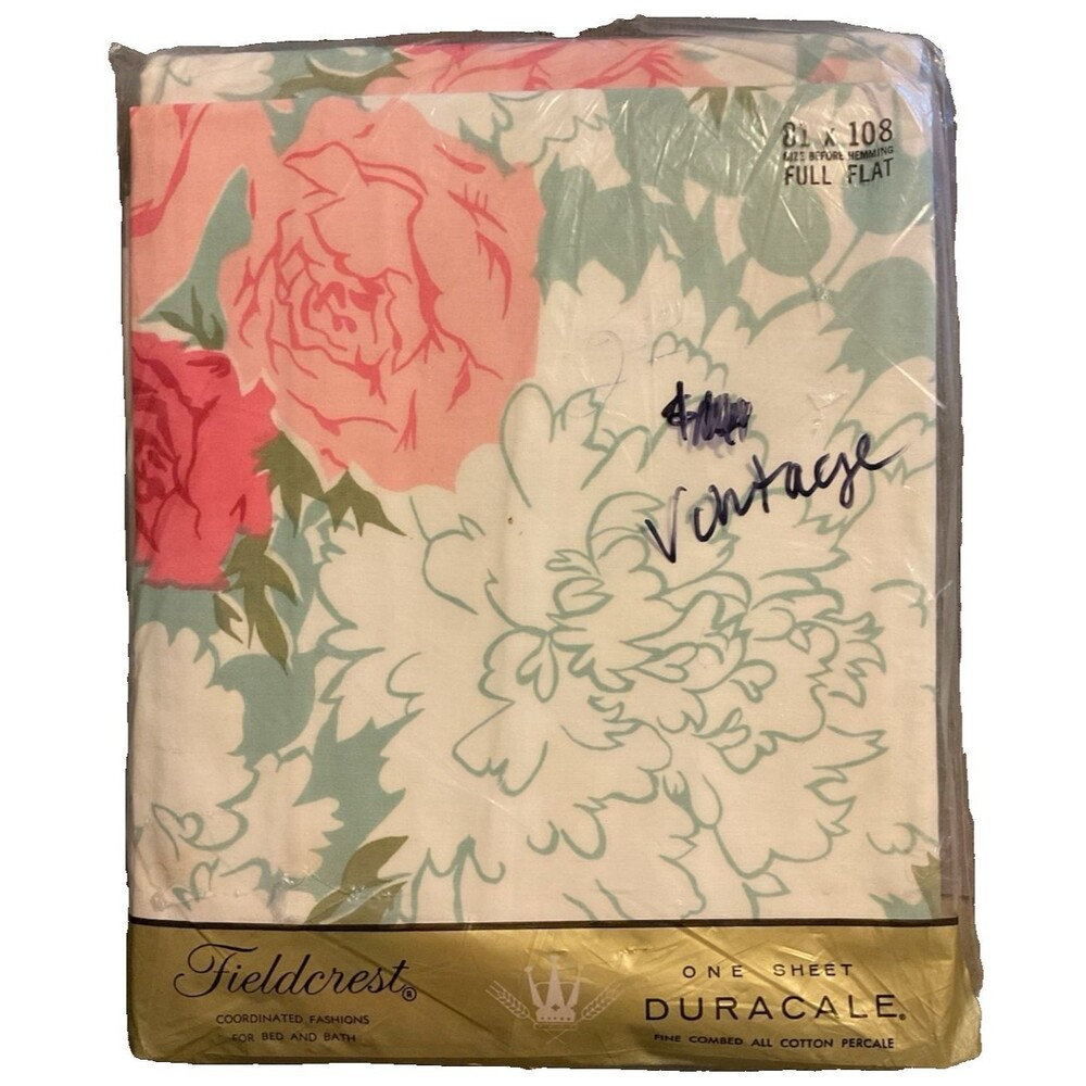 NEW VTG Fieldcrest Floral DURACALE 81 x 108 SIZE FULL FLAT Sheet